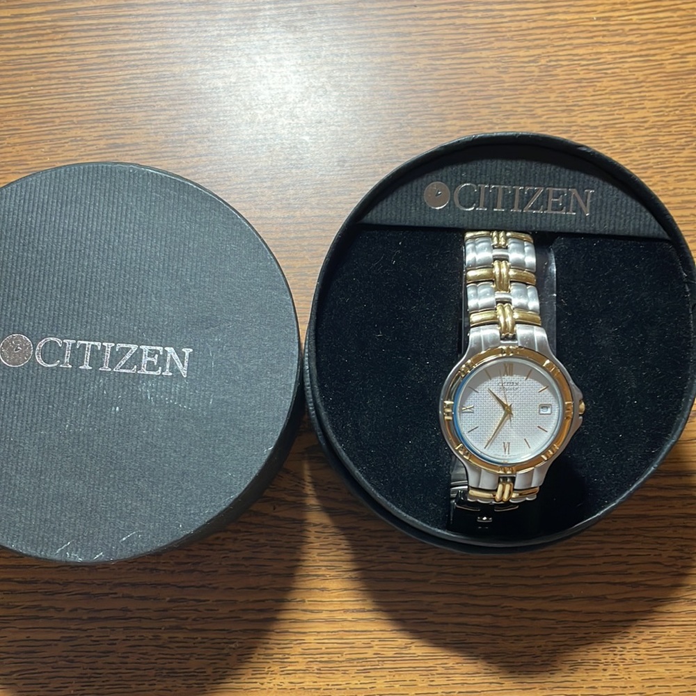 VintageCitizen mens watch 5510-H04511 New Battery silver and gold model elegance
